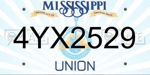4YX2529 Mississippi License Plate