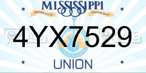 4YX7529 Mississippi License Plate
