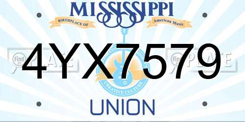 4YX7579 Mississippi License Plate