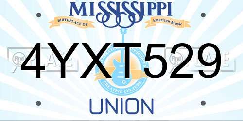 4YXT529 Mississippi License Plate
