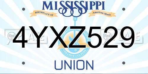 4YXZ529 Mississippi License Plate