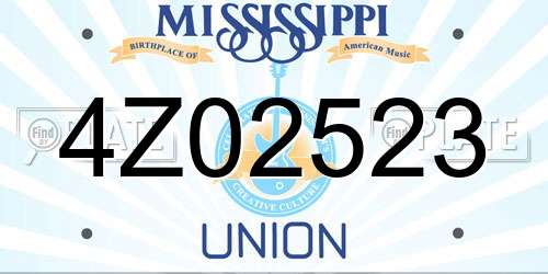 4Z02523 Mississippi License Plate