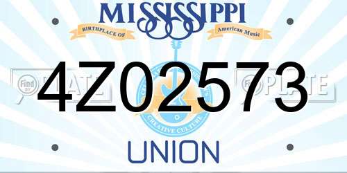 4Z02573 Mississippi License Plate
