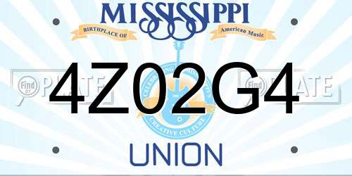 4Z02G4 Mississippi License Plate