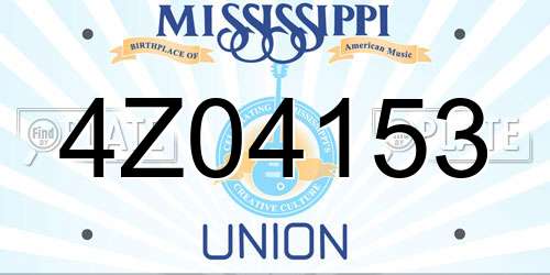4Z04153 Mississippi License Plate