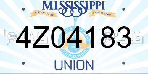 4Z04183 Mississippi License Plate
