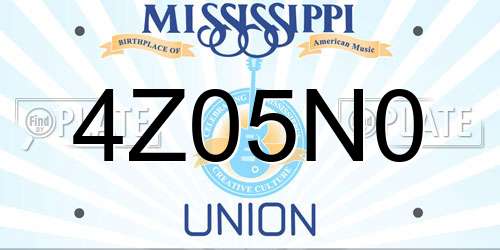 4Z05N0 Mississippi License Plate