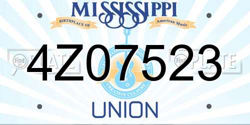 4Z07523 Mississippi License Plate
