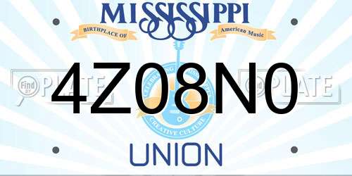 4Z08N0 Mississippi License Plate