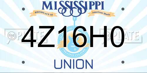 4Z16H0 Mississippi License Plate