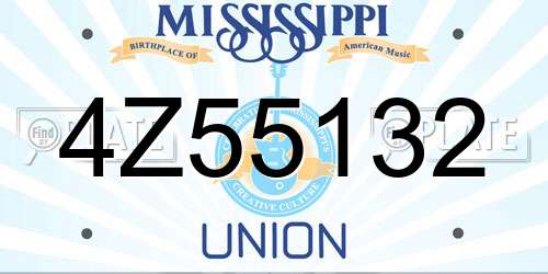4Z55132 Mississippi License Plate
