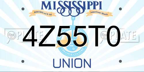 4Z55T0 Mississippi License Plate