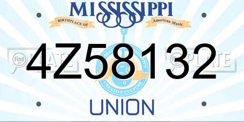 4Z58132 Mississippi License Plate