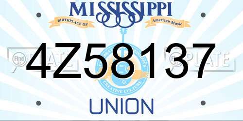 4Z58137 Mississippi License Plate