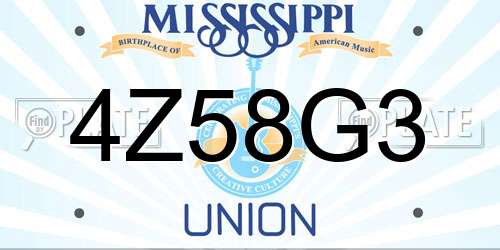 4Z58G3 Mississippi License Plate