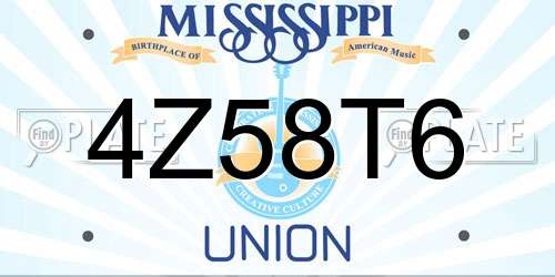 4Z58T6 Mississippi License Plate