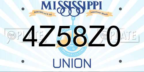 4Z58Z0 Mississippi License Plate