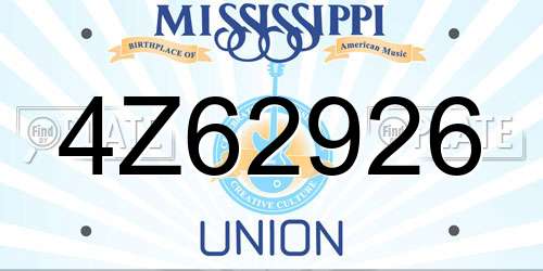 4Z62926 Mississippi License Plate