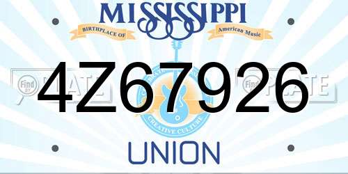 4Z67926 Mississippi License Plate