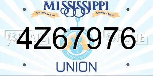 4Z67976 Mississippi License Plate