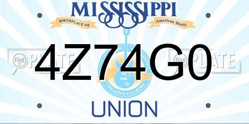4Z74G0 Mississippi License Plate