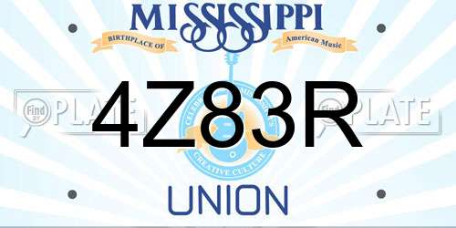 4Z83R Mississippi License Plate
