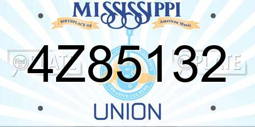 4Z85132 Mississippi License Plate