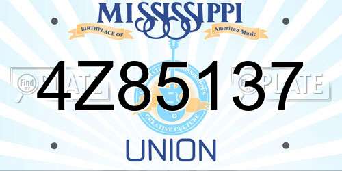 4Z85137 Mississippi License Plate