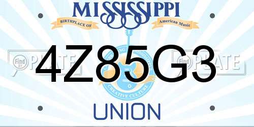4Z85G3 Mississippi License Plate