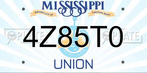 4Z85T0 Mississippi License Plate