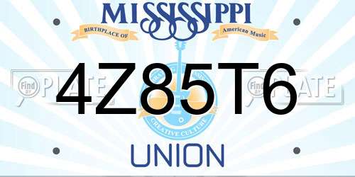 4Z85T6 Mississippi License Plate
