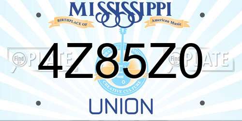 4Z85Z0 Mississippi License Plate