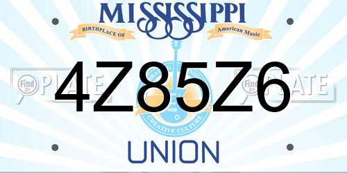 4Z85Z6 Mississippi License Plate