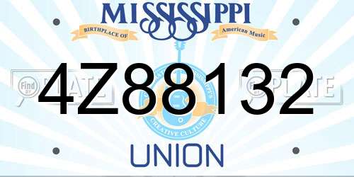 4Z88132 Mississippi License Plate