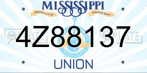 4Z88137 Mississippi License Plate