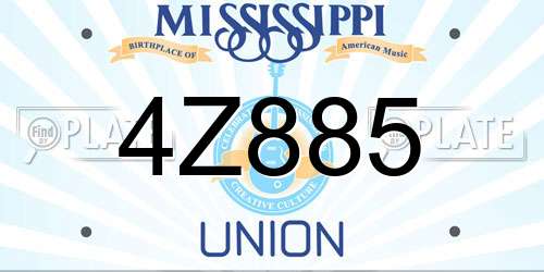 4Z885 Mississippi License Plate