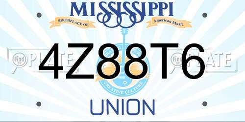 4Z88T6 Mississippi License Plate