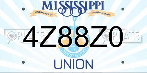 4Z88Z0 Mississippi License Plate