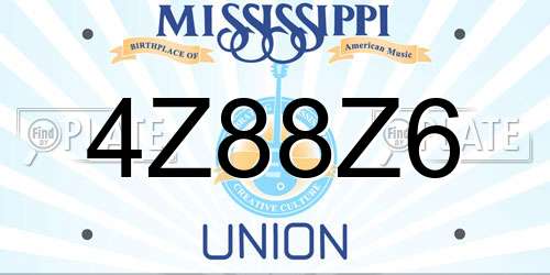 4Z88Z6 Mississippi License Plate