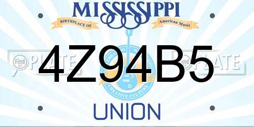 4Z94B5 Mississippi License Plate