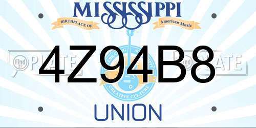 4Z94B8 Mississippi License Plate