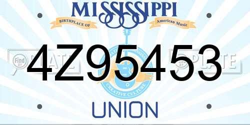 4Z95453 Mississippi License Plate