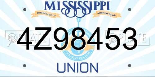 4Z98453 Mississippi License Plate