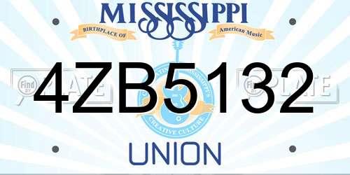 4ZB5132 Mississippi License Plate