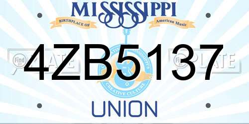 4ZB5137 Mississippi License Plate