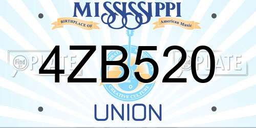 4ZB520 Mississippi License Plate