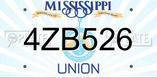 4ZB526 Mississippi License Plate