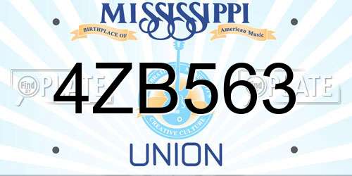 4ZB563 Mississippi License Plate