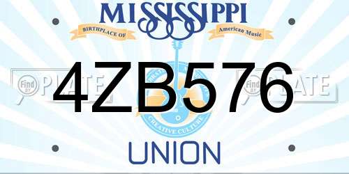 4ZB576 Mississippi License Plate