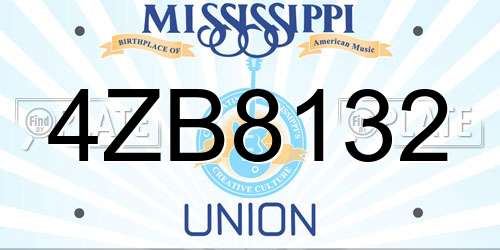 4ZB8132 Mississippi License Plate